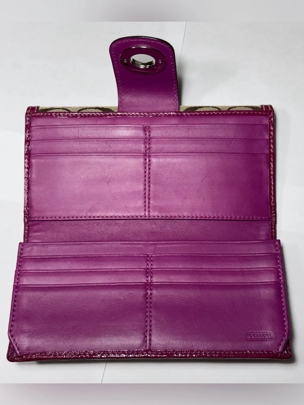 Coach Hampton Signature Slim Envelope Turnlock Wallet